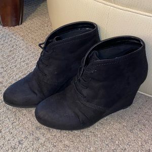 Black Wedge Booties